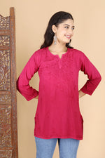 Load image into Gallery viewer, Vibha Ombre Chikankari Short Top
