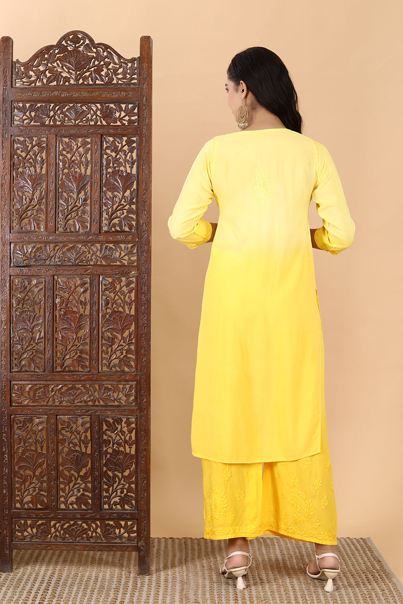 Bahar Chikankari Ombre Dyed Kurti Set