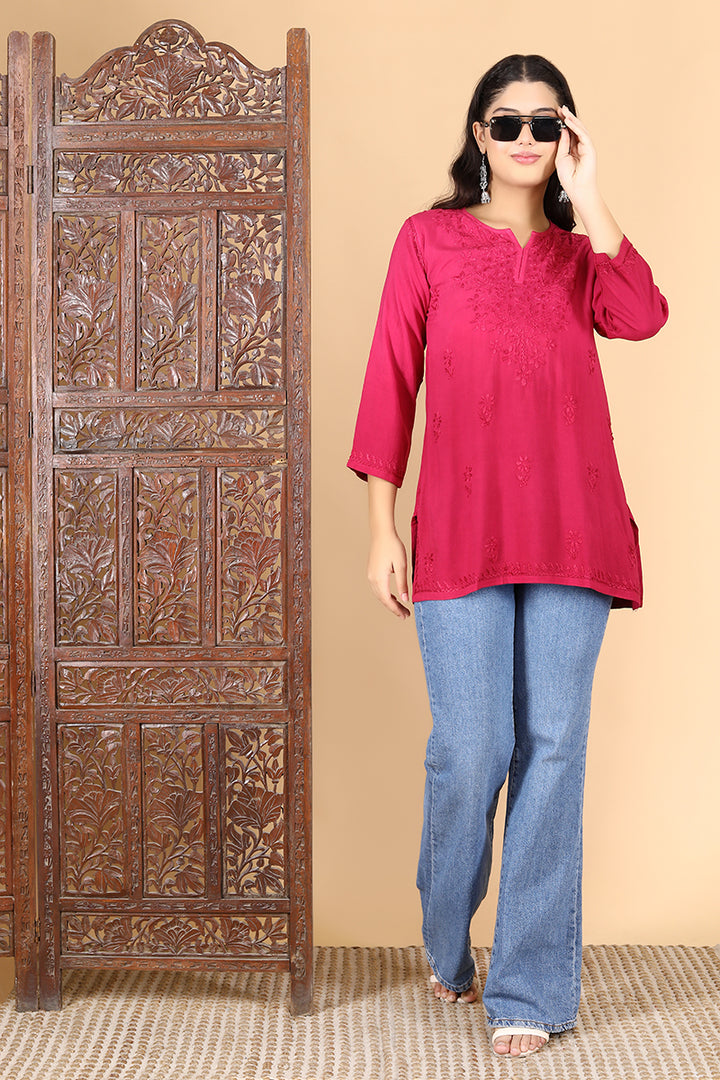 Vibha Ombre Chikankari Short Top