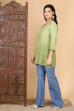 Load image into Gallery viewer, Amina Rayon Black Chikankari Top