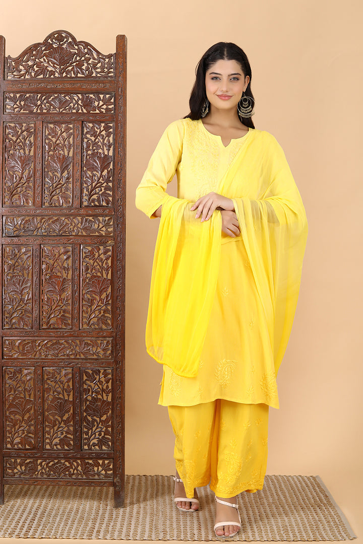 Bahar Chikankari Ombre Dyed Kurti Set