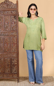 Amina Rayon Black Chikankari Top