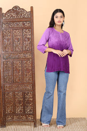 Vibha Ombre Chikankari Short Top