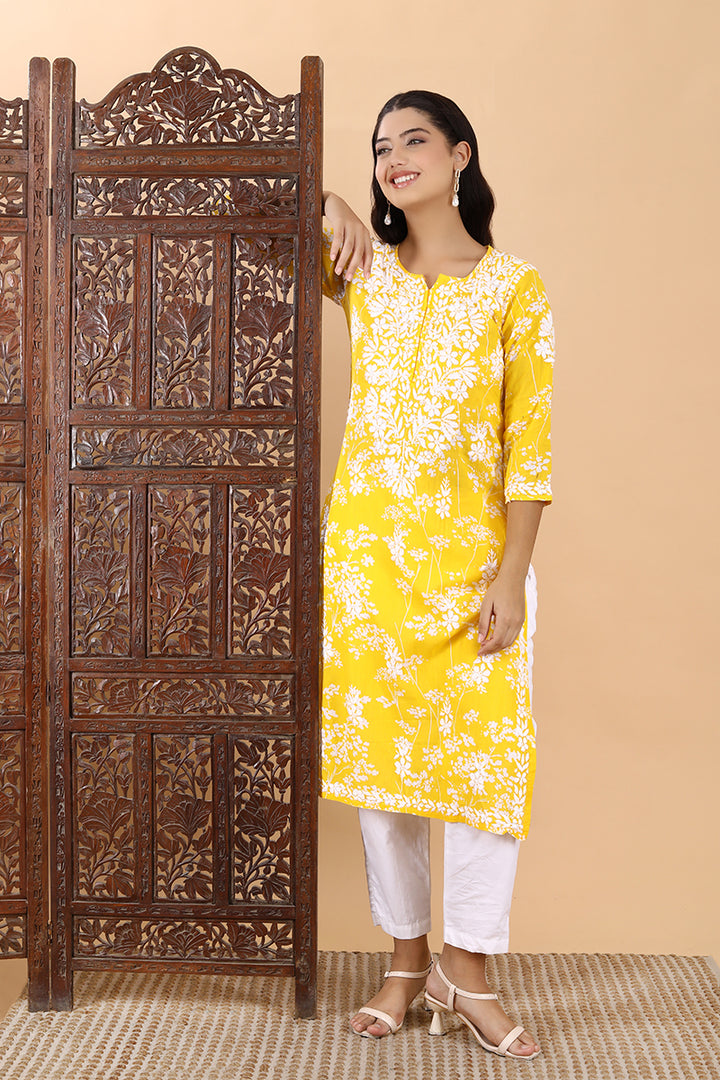 Zainab Chikankari Mulmul Straight Kurti