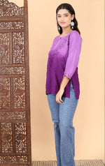 Load image into Gallery viewer, Amina Rayon Black Chikankari Top