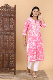 Zainab Chikankari Mulmul Straight Kurti