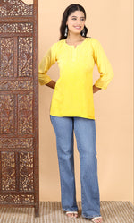 Load image into Gallery viewer, Amina Rayon Black Chikankari Top