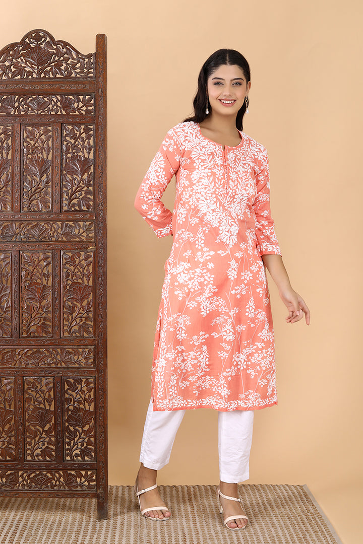Zainab Chikankari Mulmul Straight Kurti