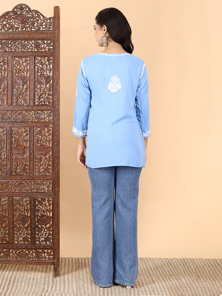 Jiva Rayon Short Chikankari Kurti