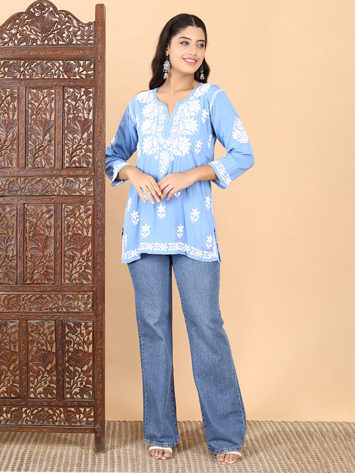 Jiva Rayon Short Chikankari Kurti