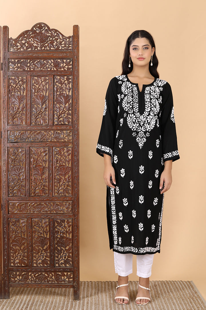 Heer Rayon Long Chikankari Kurti