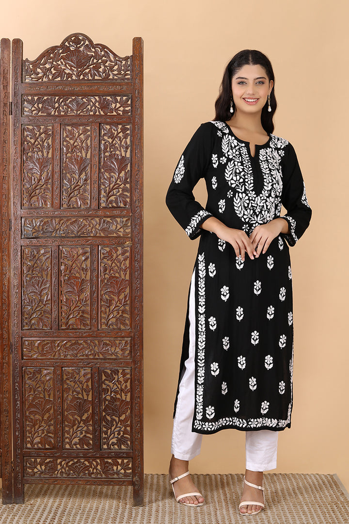 Heer Rayon Long Chikankari Kurti