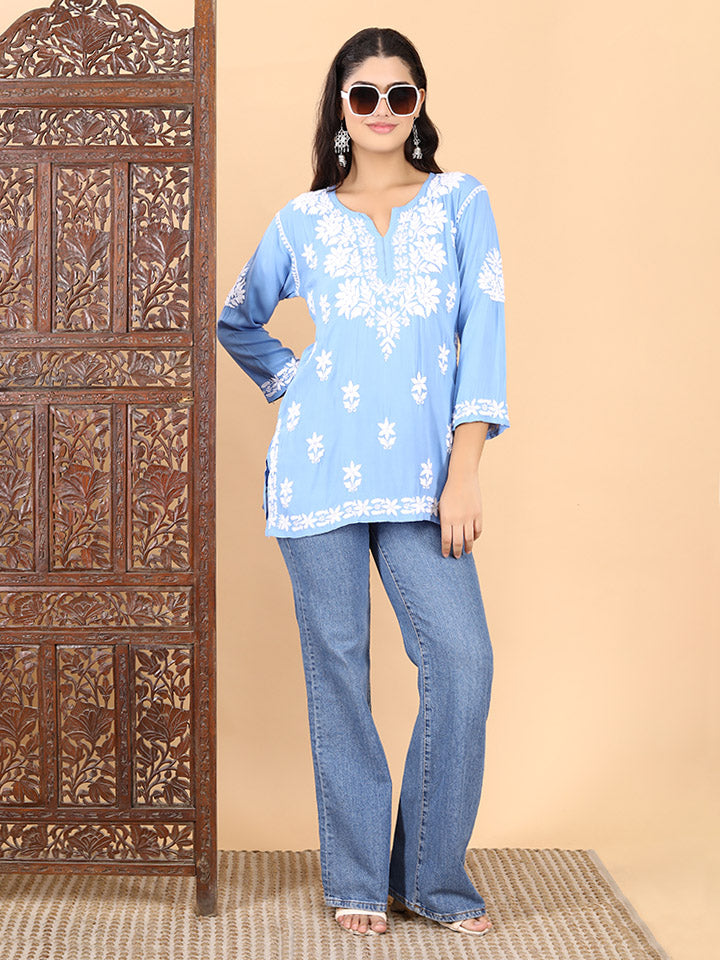 Jiva Rayon Short Chikankari Kurti