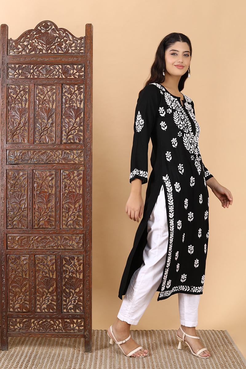 Heer Rayon Chikankari Long Kurta