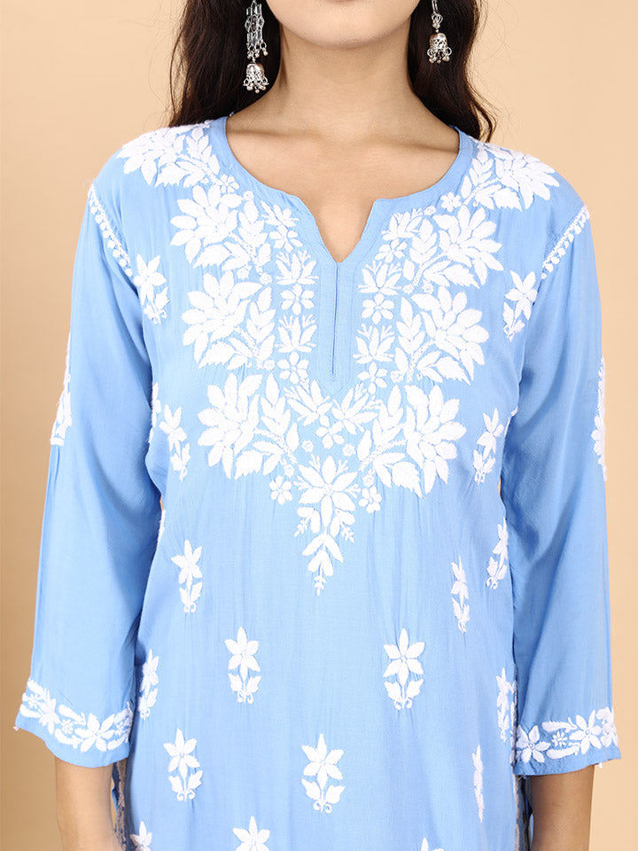 Jiva Rayon Short Chikankari Kurti