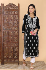 Load image into Gallery viewer, Heer Rayon Long Chikankari Kurti
