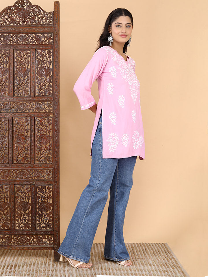Jiva Rayon Short Chikankari Kurti