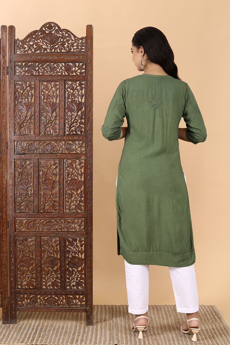 Kehkasha Modal Straight Chikankari Kurta