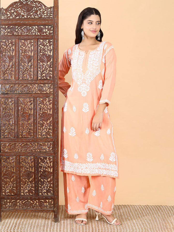 Malhar Modal Chikankari Kurti Set