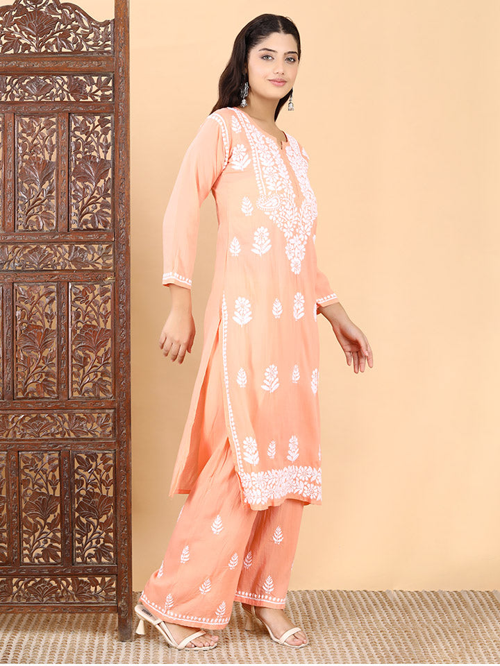Malhar Modal Chikankari Kurti Set