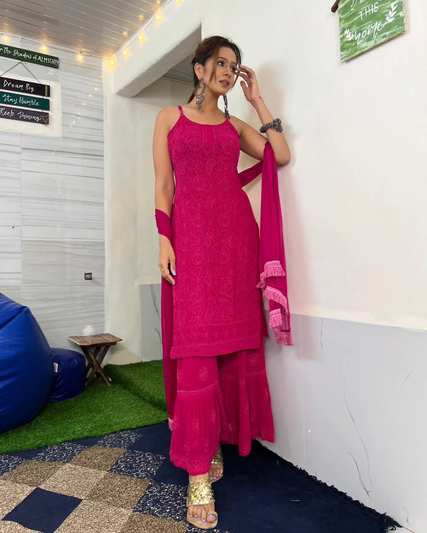 Fennil Styled Strappy Viscose Set-The Lucknowi Chikan