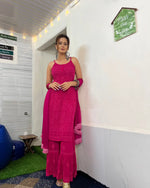 Load image into Gallery viewer, Fennil Styled Strappy Viscose Set Deep Pink Viscos Georgette