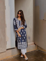 Load image into Gallery viewer, Bela Modal Chikankari Long Kurta