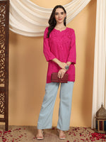 Load image into Gallery viewer, Kashti Rayon Chikankari Short Kurti