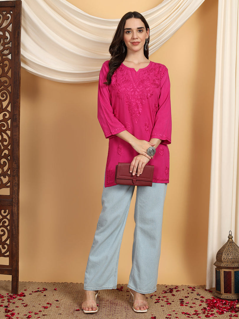 Kashti Rayon Chikankari Short Kurti