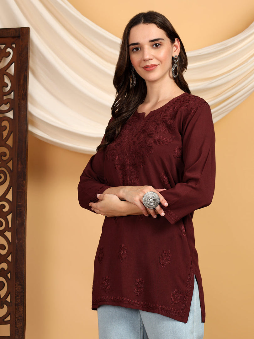 Kashti Rayon Chikankari Short Kurti