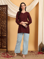 Load image into Gallery viewer, Kashti Rayon Chikankari Short Kurti