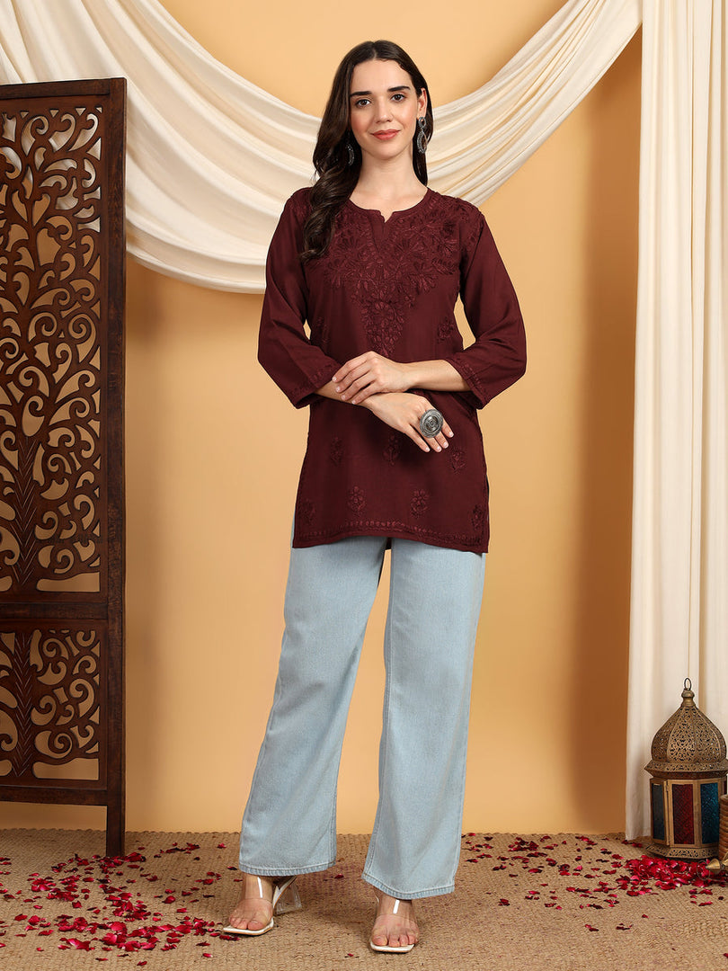 Kashti Rayon Chikankari Short Kurti
