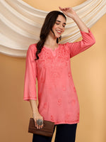 Load image into Gallery viewer, Kashti Rayon Chikankari Short Kurti