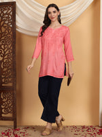 Load image into Gallery viewer, Kashti Rayon Chikankari Short Kurti
