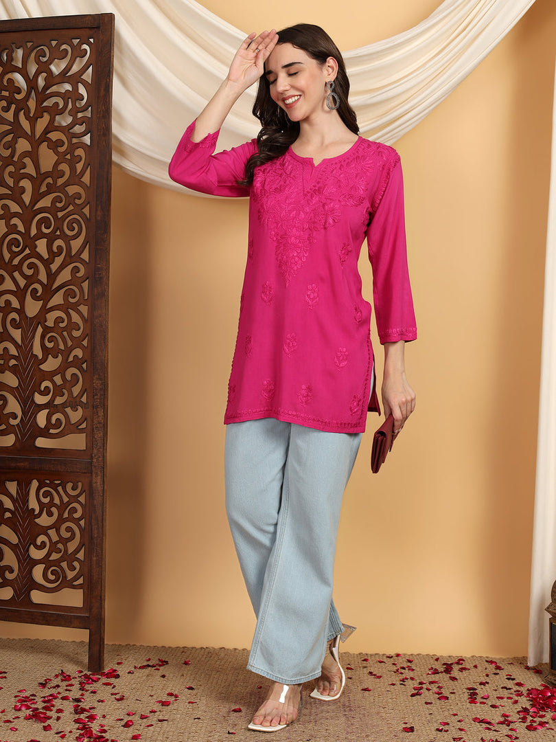 Kashti Rayon Chikankari Short Kurti