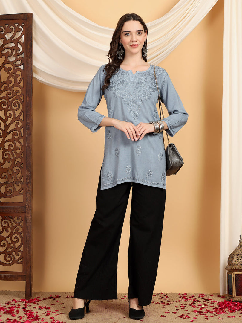 Kashti Rayon Chikankari Short Kurti