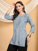Load image into Gallery viewer, Kashti Rayon Chikankari Short Kurti