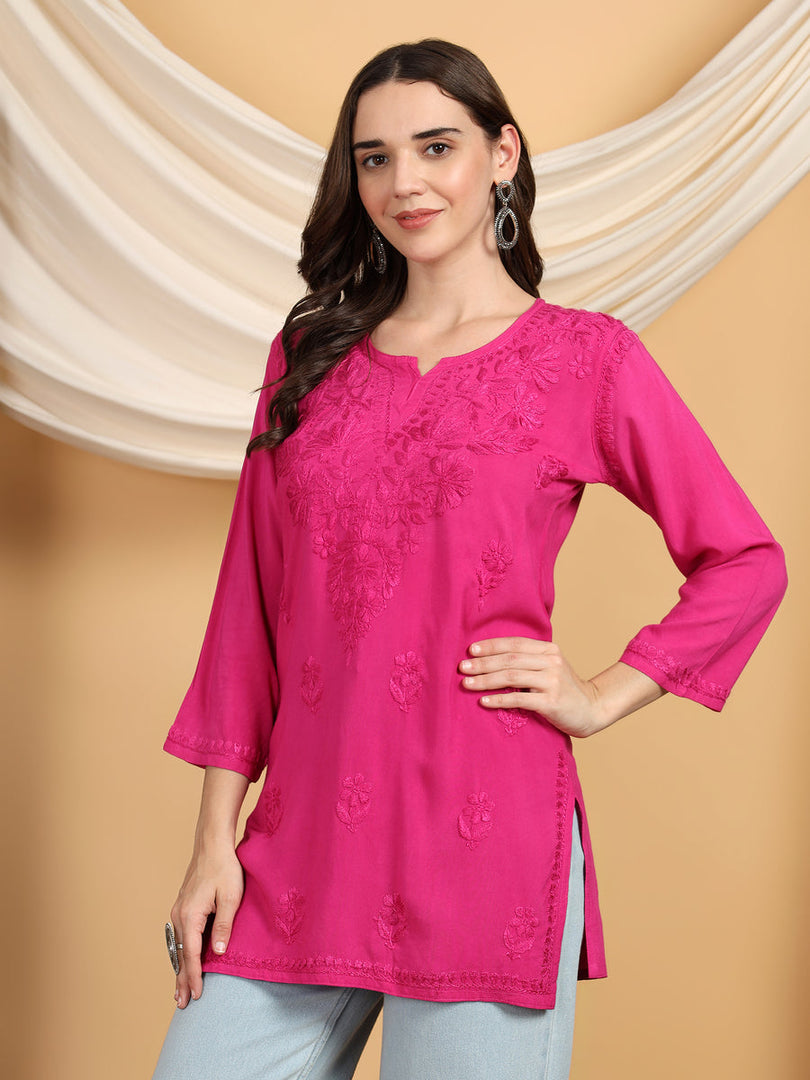Kashti Rayon Chikankari Short Kurti