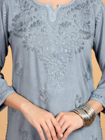 Load image into Gallery viewer, Kashti Rayon Chikankari Short Kurti