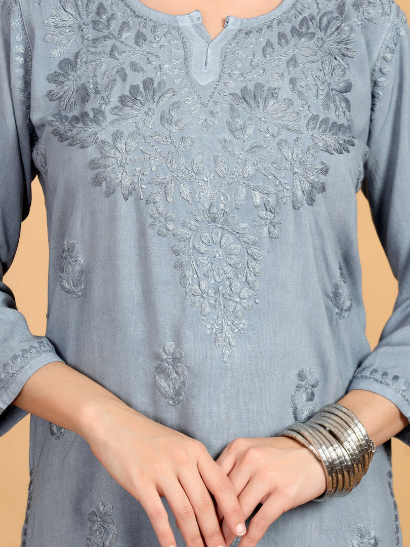 Kashti Rayon Chikankari Short Kurti