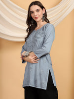 Load image into Gallery viewer, Kashti Rayon Chikankari Short Kurti