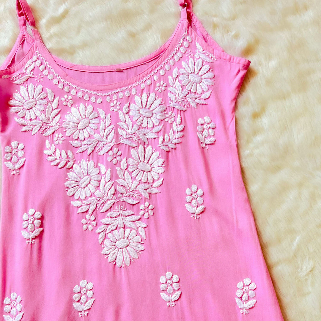 Boho Strappy Sleeveless Chikankari Kurti