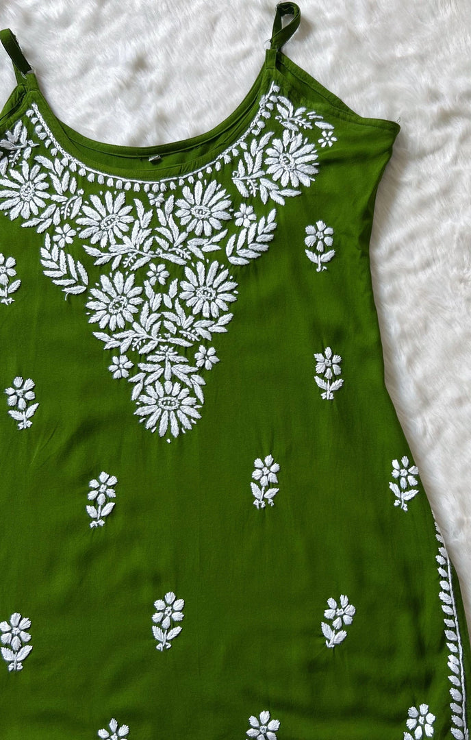 Boho Strappy Sleeveless Chikankari Kurti