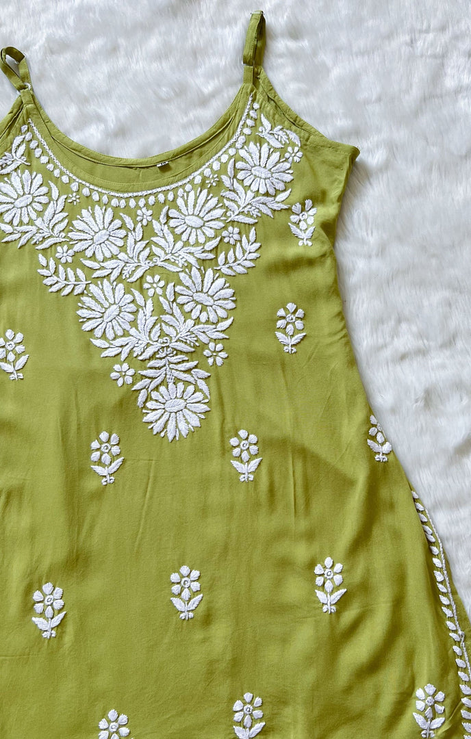Boho Strappy Sleeveless Chikankari Kurti