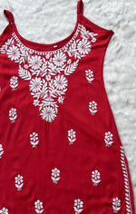Load image into Gallery viewer, Boho Strappy Sleeveless Chikankari Kurti
