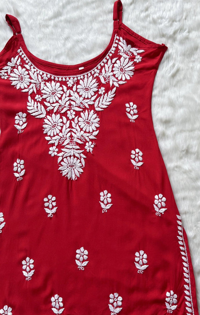 Boho Strappy Sleeveless Chikankari Kurti