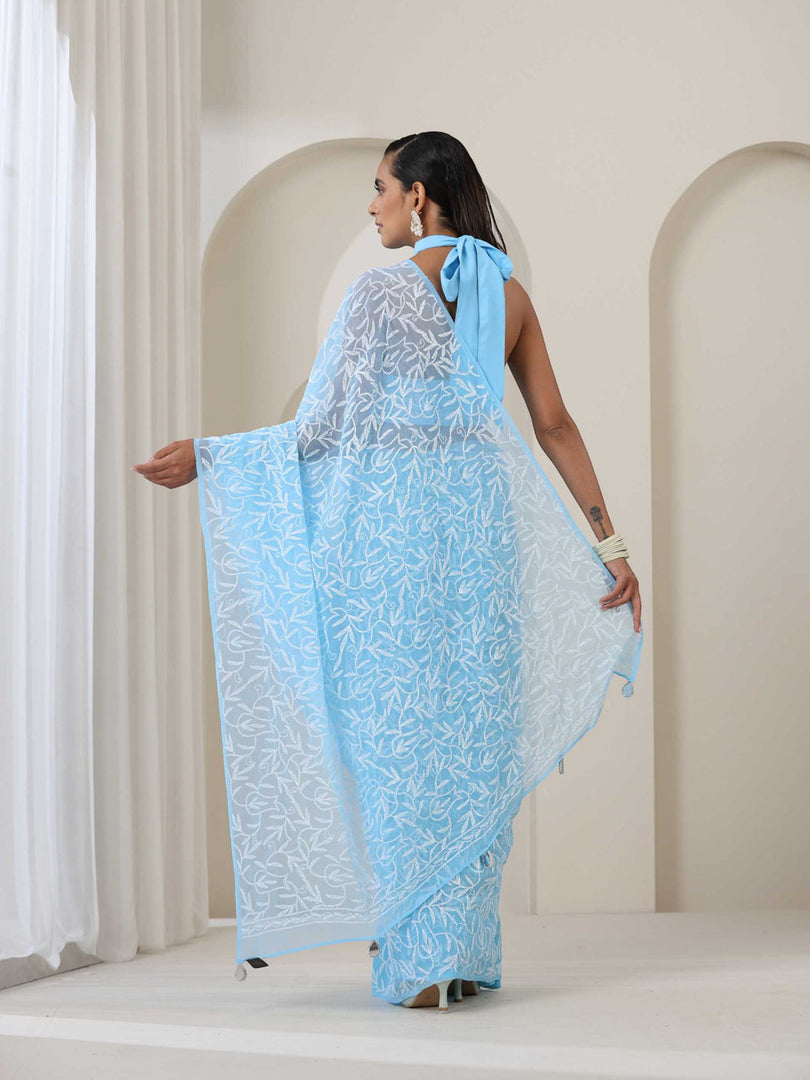 Tepchi Handwork Georgette Chikankari Saree