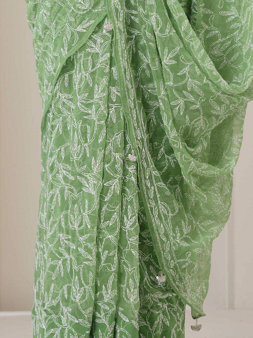 Tepchi Handwork Georgette Chikankari Saree