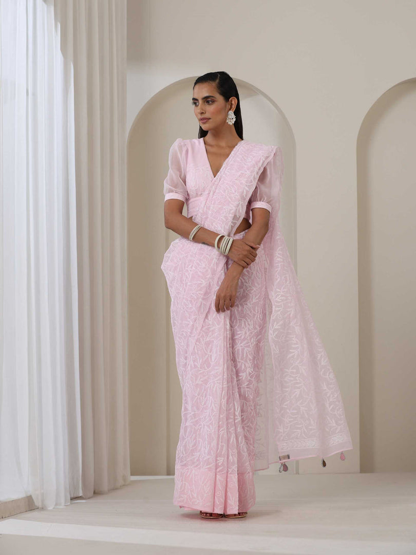 Tepchi Handwork Georgette Chikankari Saree