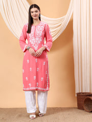 Heer Rayon Chikankari Straight Kurti